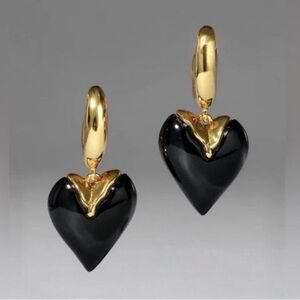 Alexis Bittar Dropping Heart Earrings - Onyx